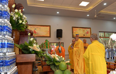 Lễ Sái tịnh Tam bảo, An vị tôn tượng Hộ pháp, Tiêu diện tại Phật đường Pô Lăn