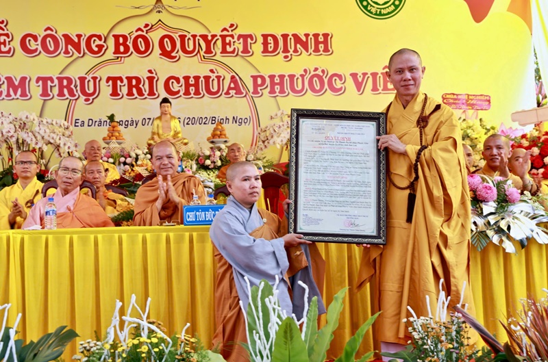 X.Ea Đrăng: Bổ nhiệm Sư cô Thích nữ Huệ Lạc trụ trì chùa Phước Viên