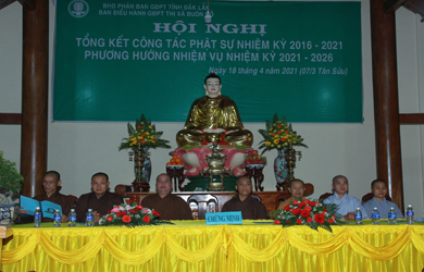 Ban điều hành GĐPT Thị xã Buôn Hồ Hội nghị tổng kết Phật sự 
NK 2016 – 2021
